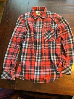 TNA Red and Black Plaid Button-Down Shirt